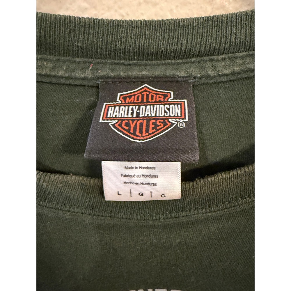 Harley-Davidson Long Sleeve Shirt Mens Large Green Good Panama City Beach FL - Picture 4 of 5